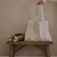 Fourre-tout en coton biologique - Vichy beige