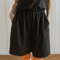 Bermudas en lin taille haute