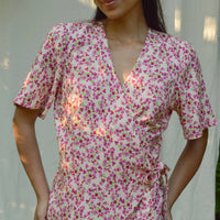 Robe portefeuille Floréa - Fuchsia