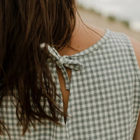 Robe dos noué - Vichy sarcelle