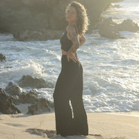 Pantalon ample texturé Flowy - Tricot noir