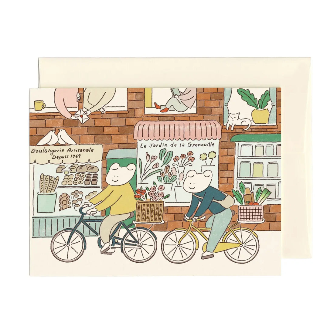 Carte de souhaits - Cyclistes en ville