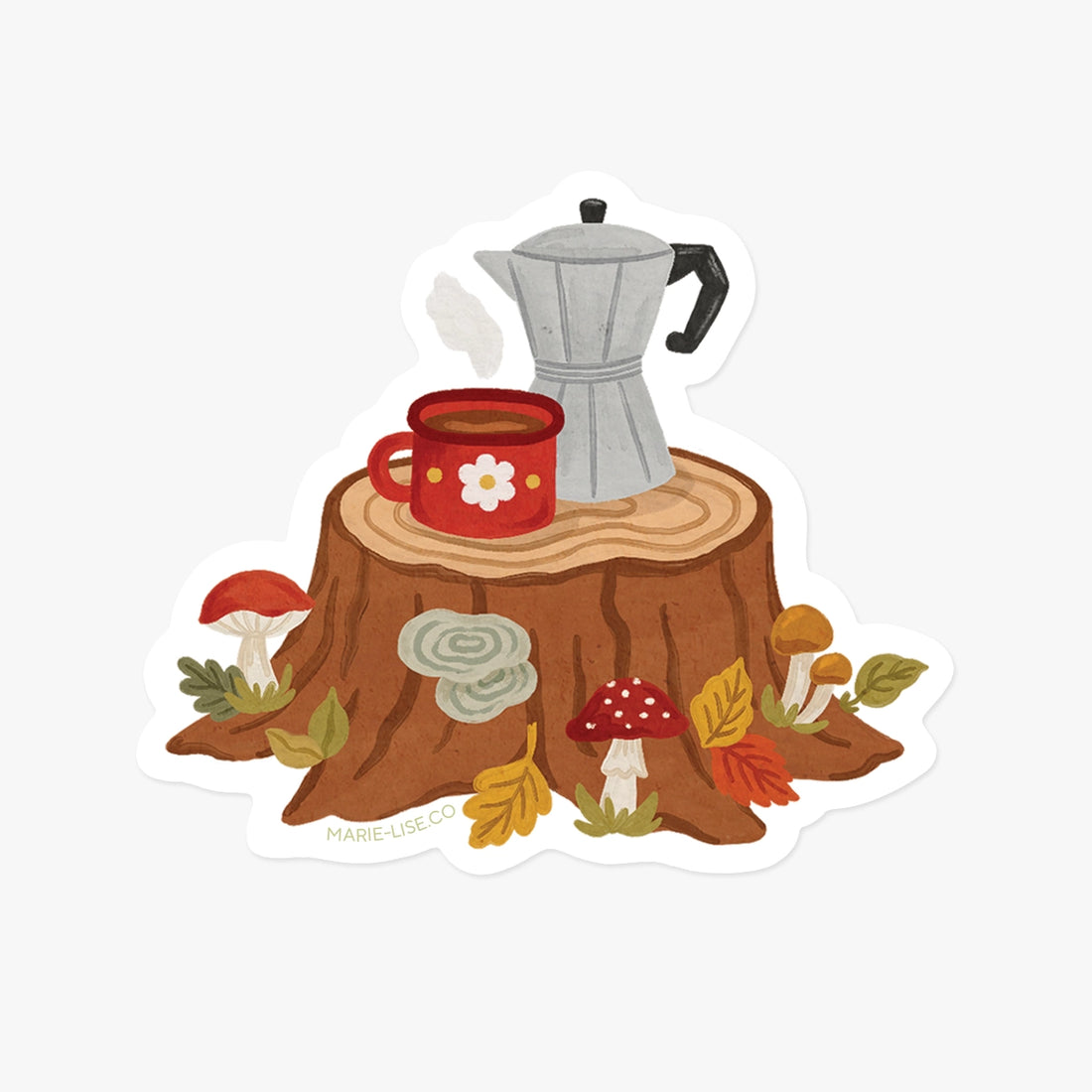 Autocollant - Café en forêt