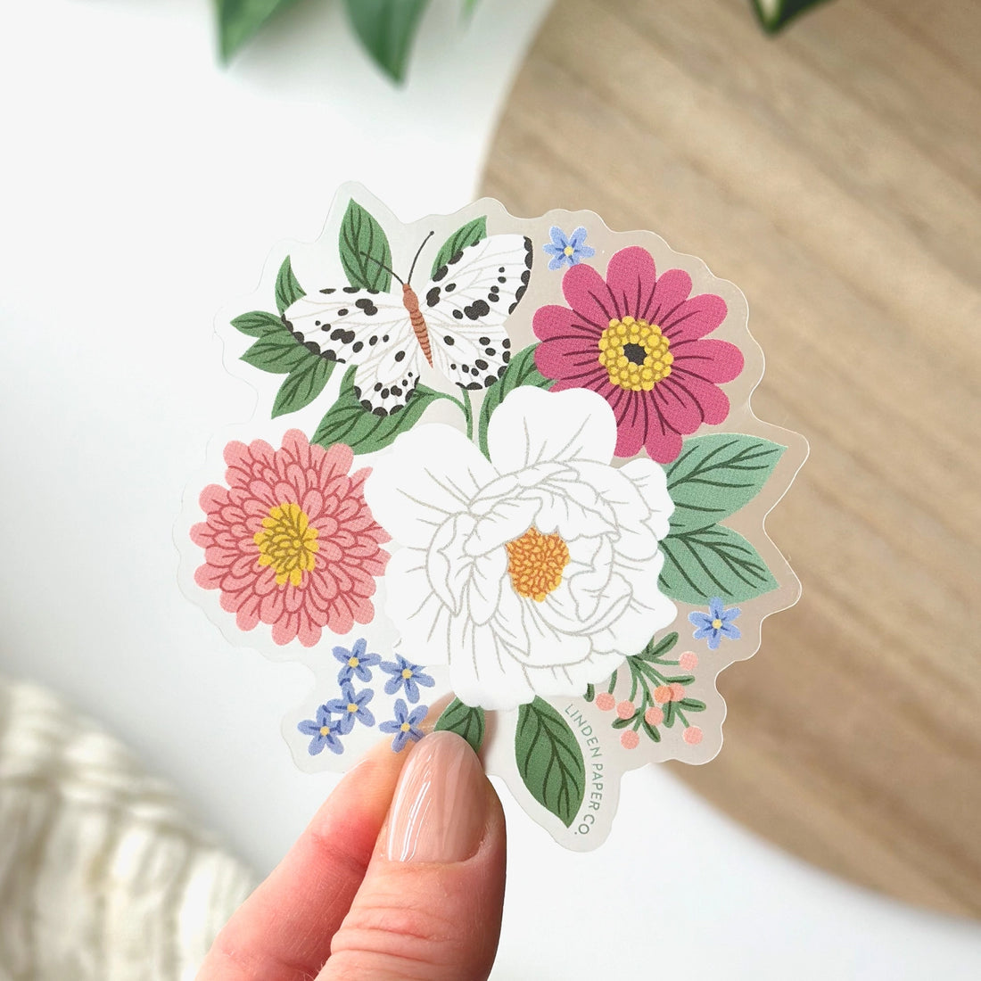 Autocollant - Fleurs et papillons