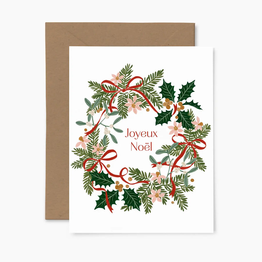 Carte de Noël - Couronne Joyeux Noël