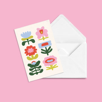 Carte de souhait - Fleurs rétro