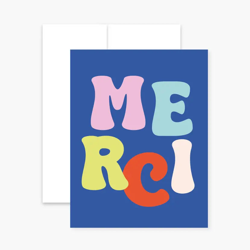 Carte de souhaits - Merci décomposé bleu