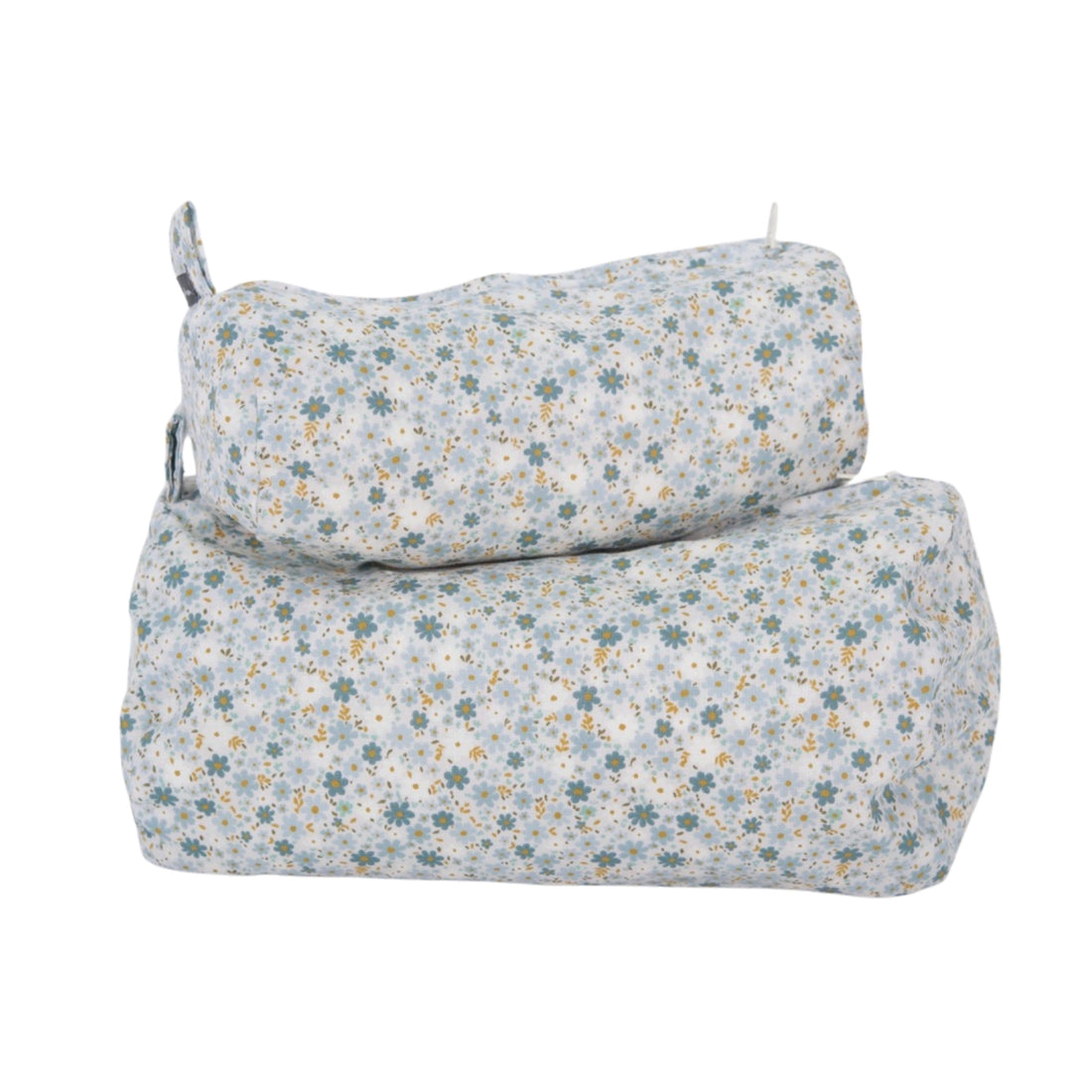 Sac à cosmétiques cylindrique - Fleurs bleues