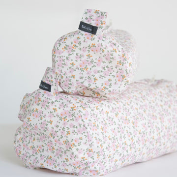 Sac à cosmétiques cylindrique - Fleurs violettes
