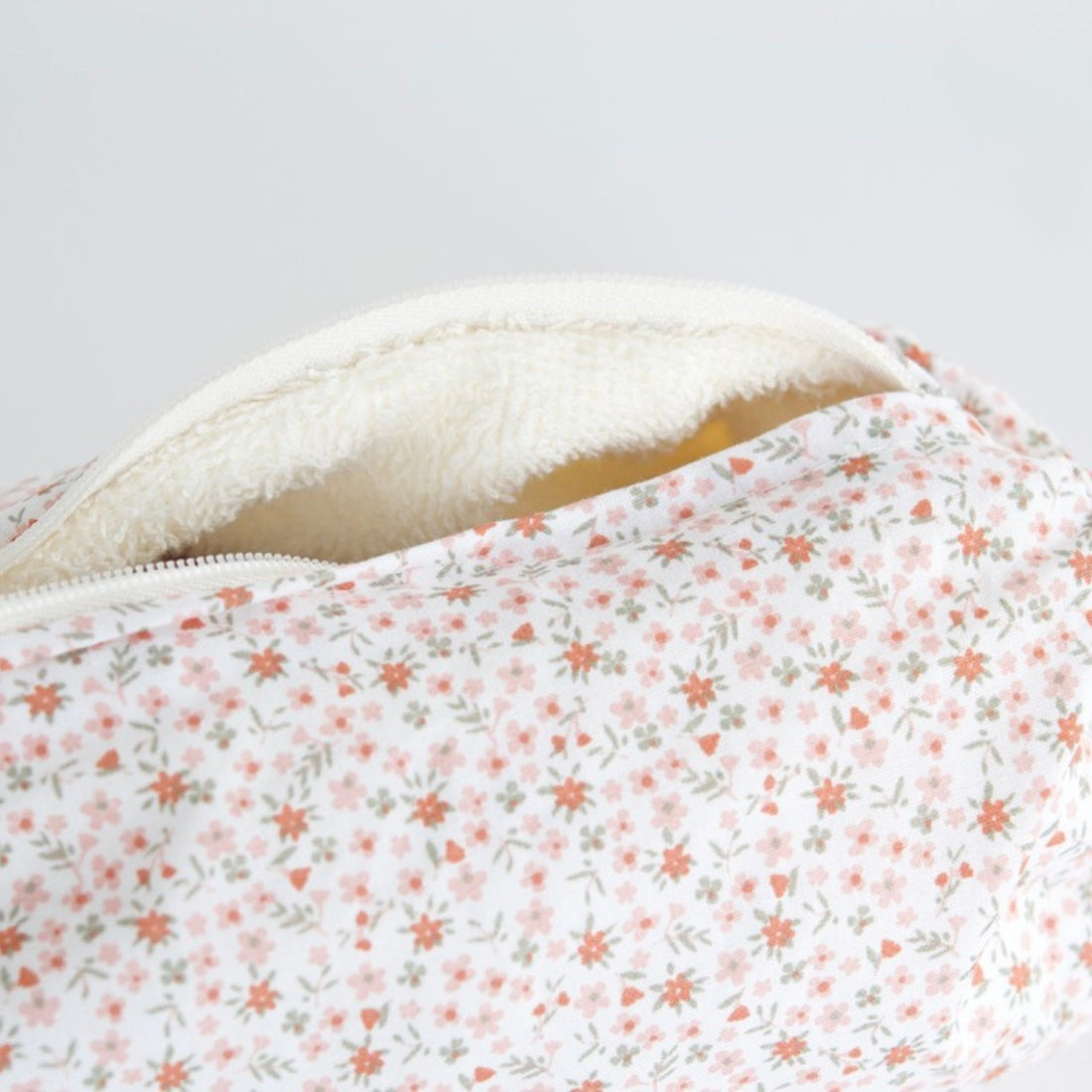 Sac à cosmétiques cylindrique - Fleurs orangées