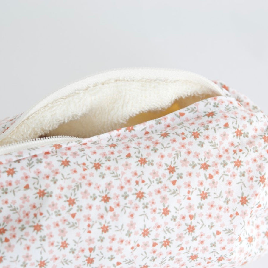 Sac à cosmétiques cylindrique - Fleurs orangées