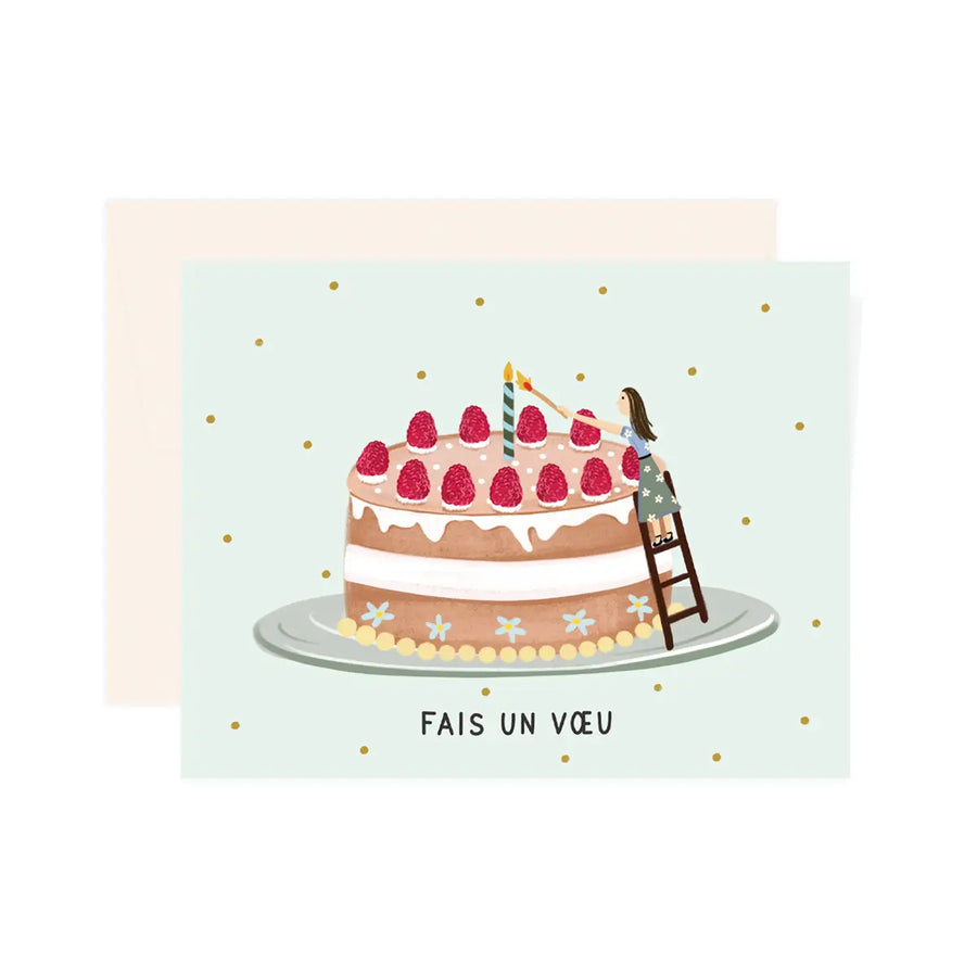Carte de souhaits - Gâteau fais un voeu