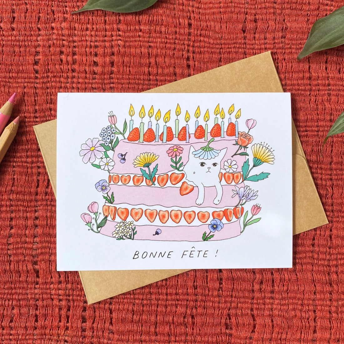 Carte de souhaits - Gâteau chat