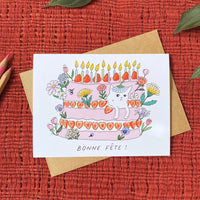 Carte de souhaits - Gâteau chat