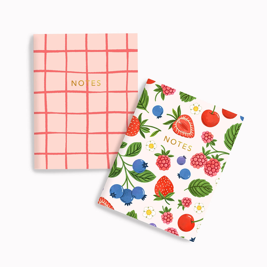 Ensemble de carnets de poche - Fraises & Fleurs