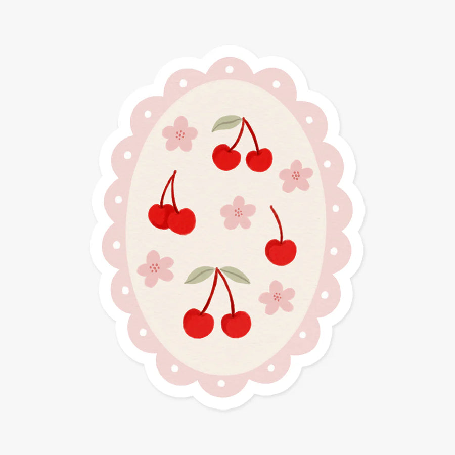 Autocollant - Sceau vintage cerises