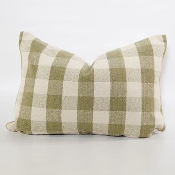 Housse de coussin en coton - Vichy Olive