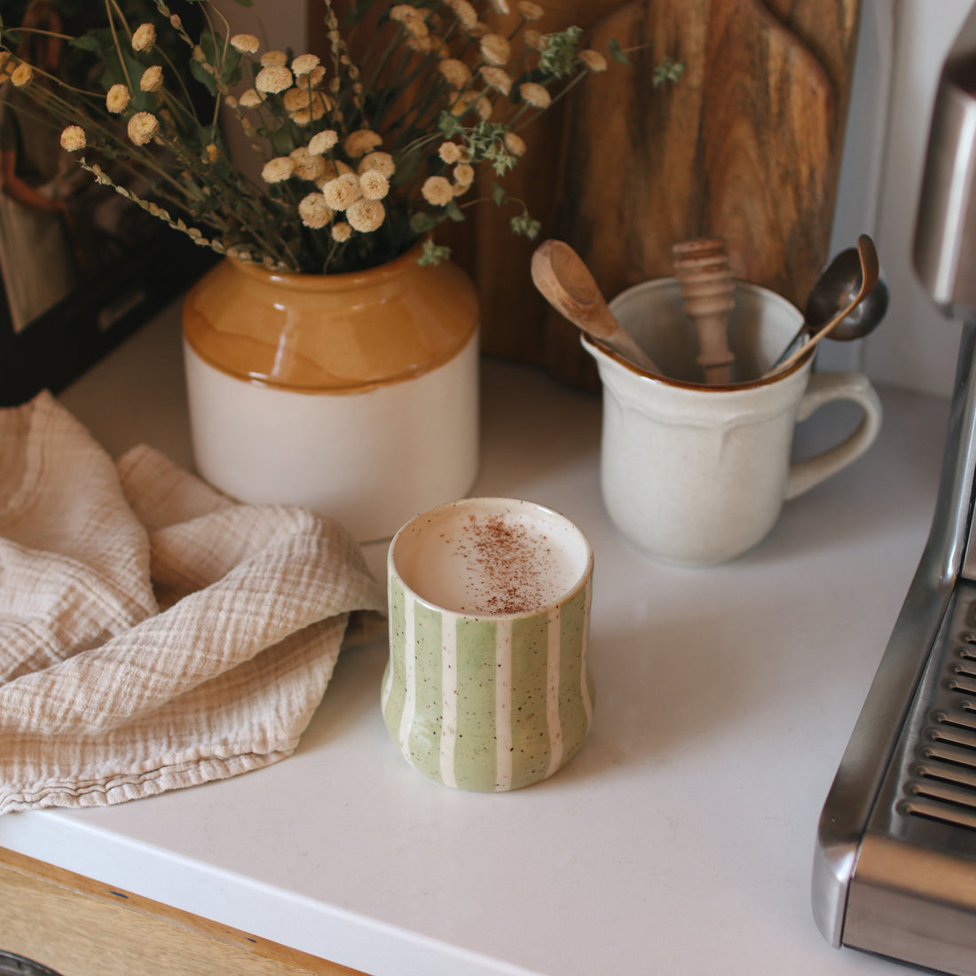 Tasse Bombée rayée - Vert