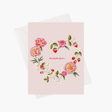 Carte de souhaits - Pivoines et fraises pour maman