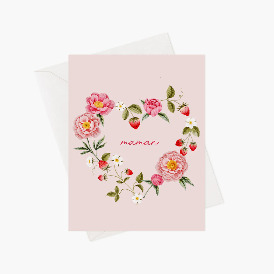 Carte de souhaits - Pivoines et fraises pour maman