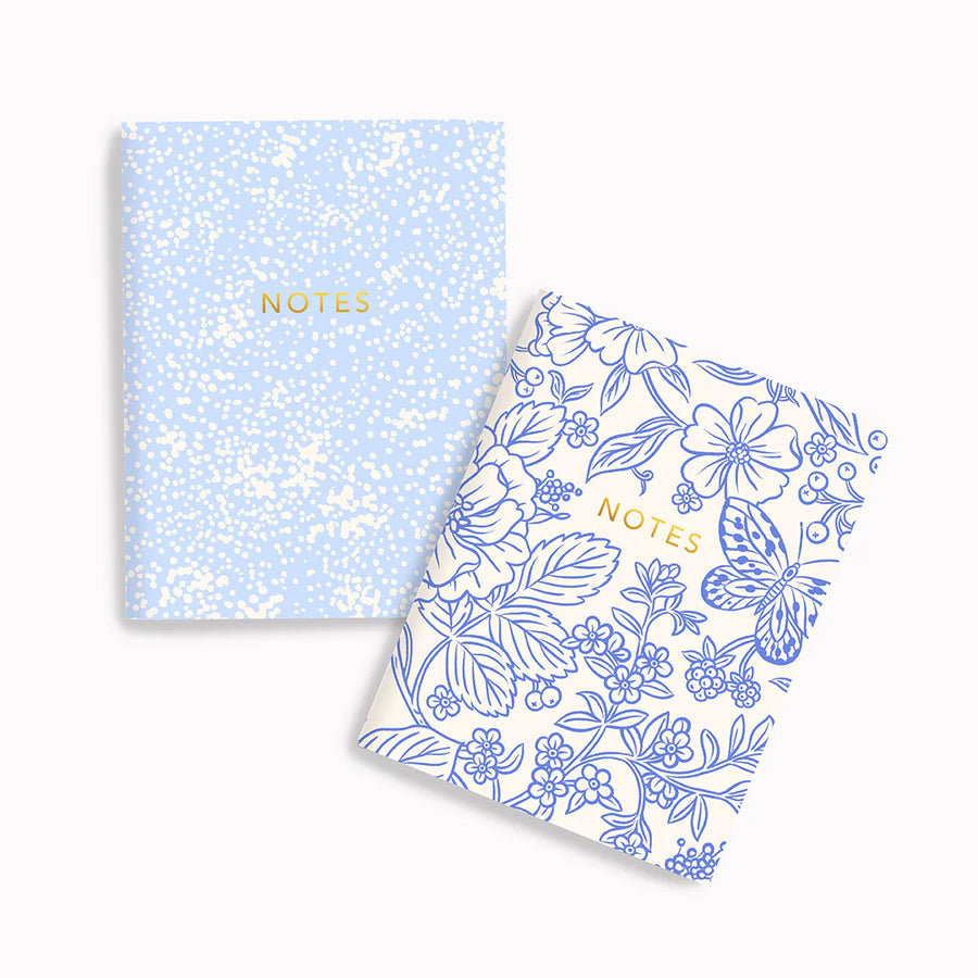 Ensemble de carnets de poche - Jardin bleu & Pois crème