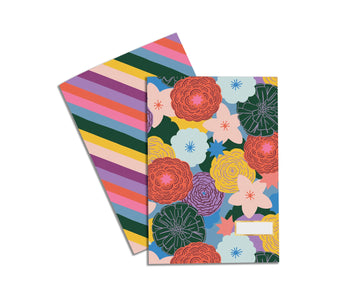 Ensemble de cahiers - Fleurs et rayures
