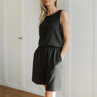Bermudas en lin taille haute