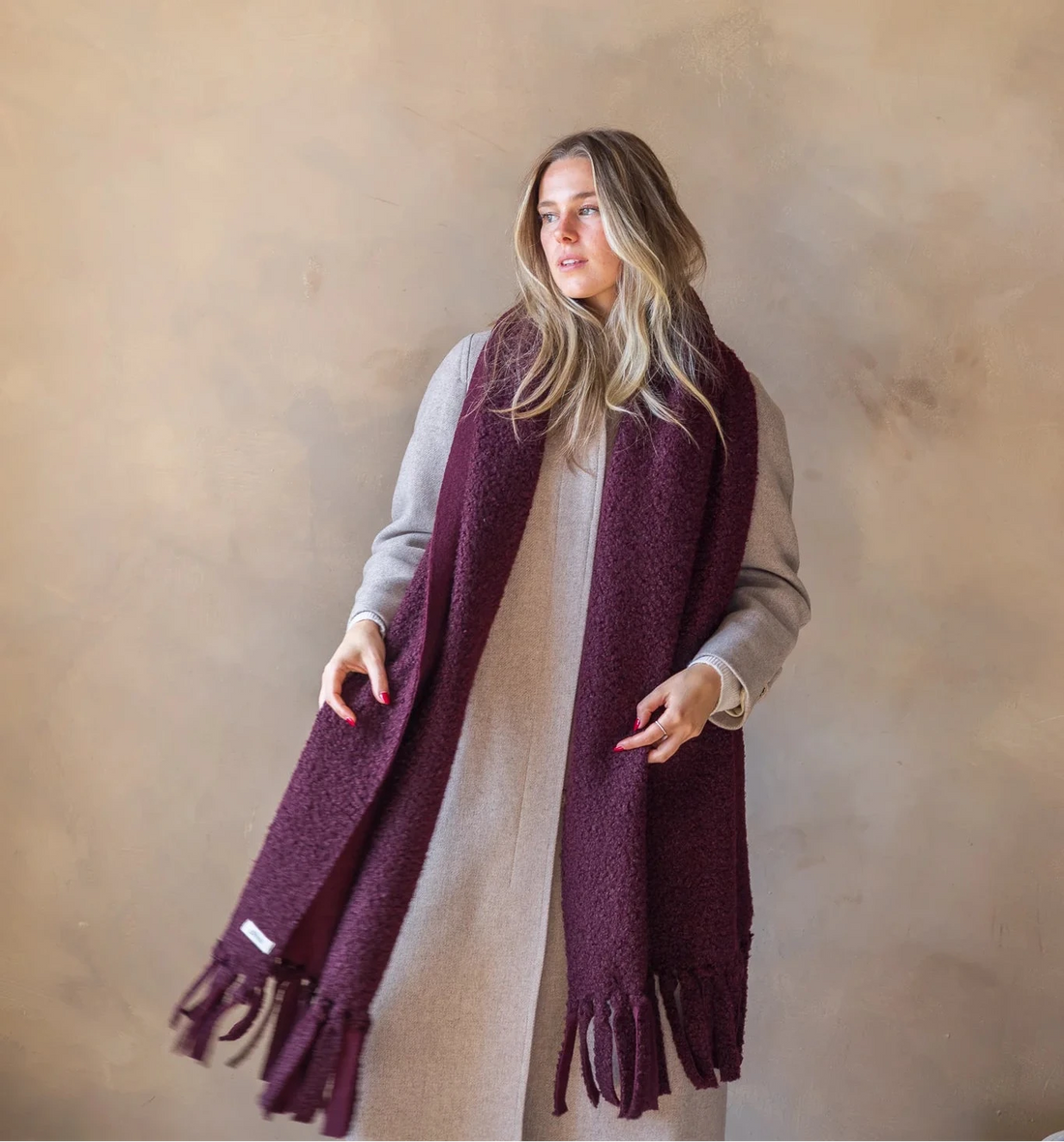 Très grand foulard molletonné bouclé