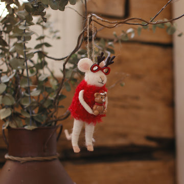 Ornement en feutre - Souris festive