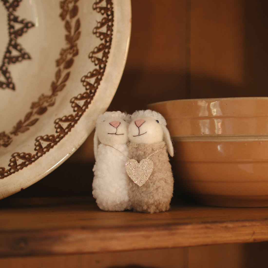 Ornement en feutre - Les moutons amoureux