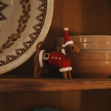 Ornement en feutre - Chien saucisse