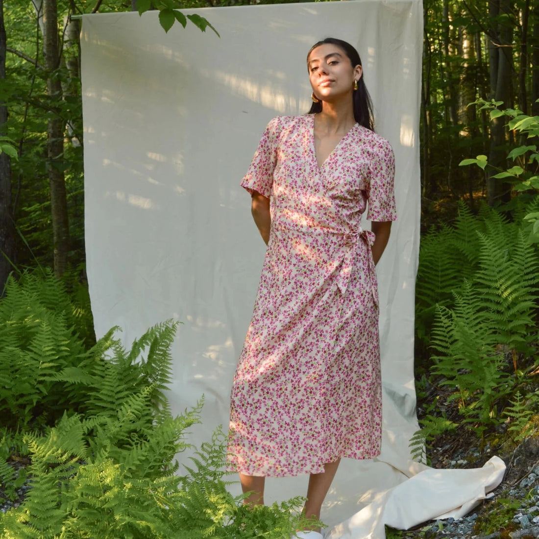 Robe portefeuille Floréa - Fuchsia