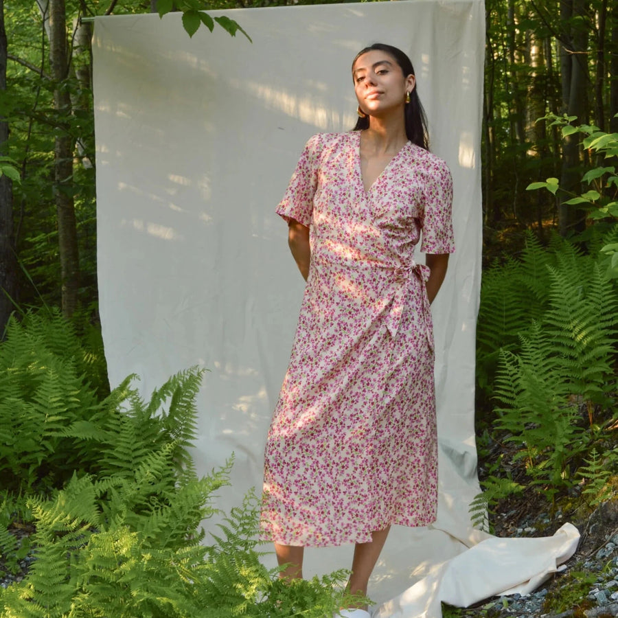 Robe portefeuille Floréa - Fuchsia