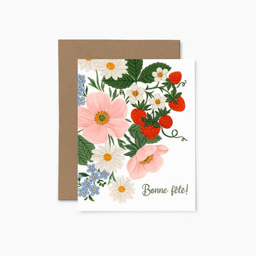 Carte de souhaits - Fleurs et fraises