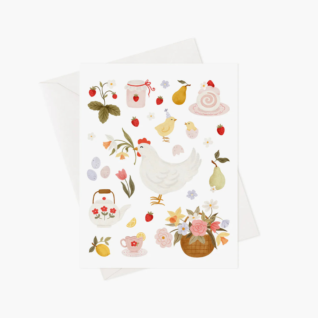 Carte de souhaits - Poule du printemps