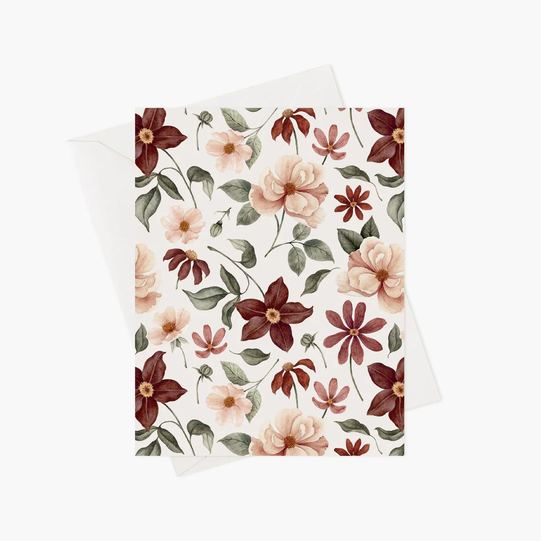 Carte de souhaits - Roses et fleurs bourgognes