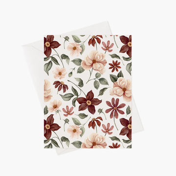 Carte de souhaits - Roses et fleurs bourgognes