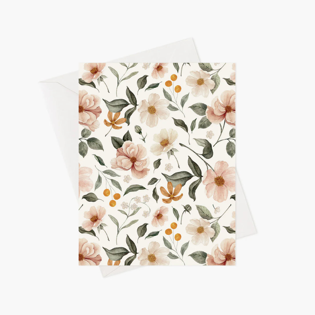 Carte de souhaits - Roses et fleurs ocres