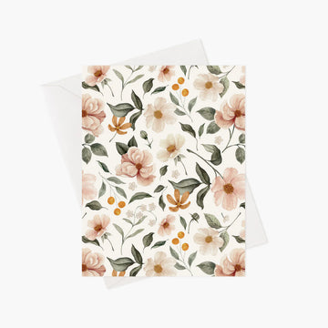Carte de souhaits - Roses et fleurs ocres