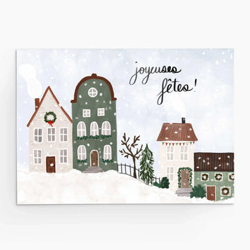 Carte de Noël - Village enneigé