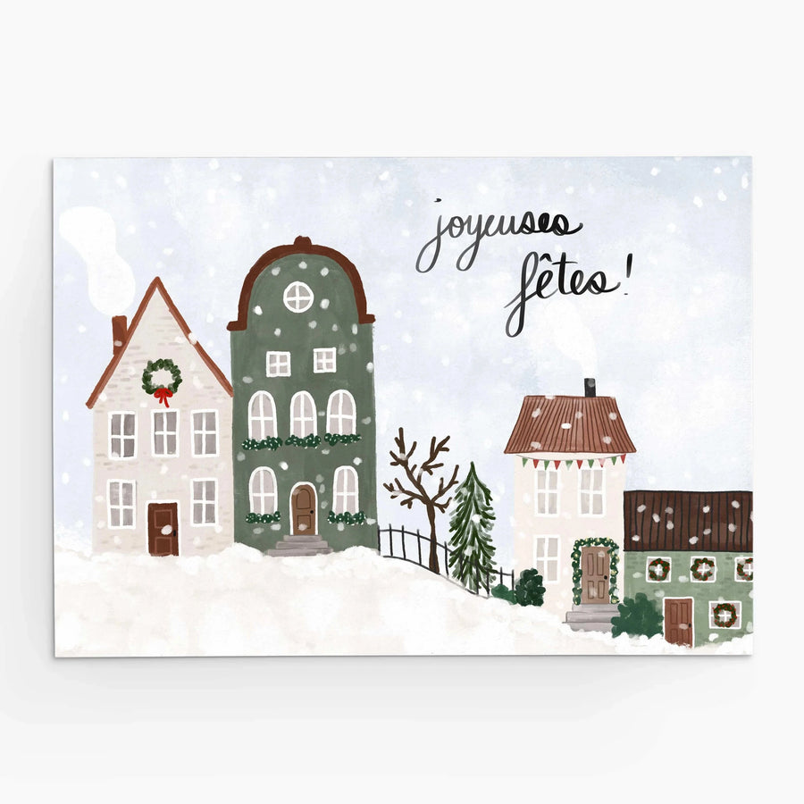Carte de Noël - Village enneigé