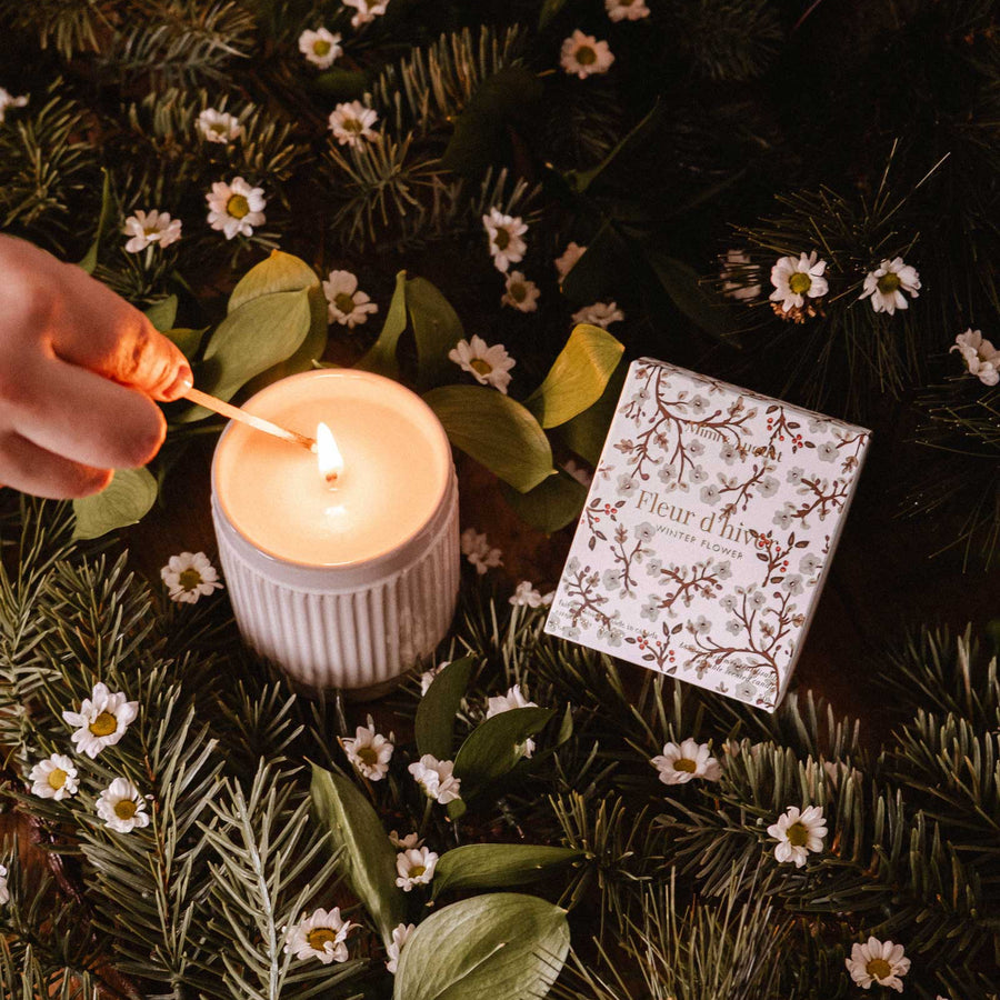 Bougie de Noël - Fleur d'hiver