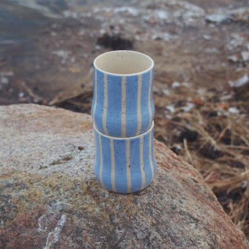 Tasse Bombée rayée - Bleu