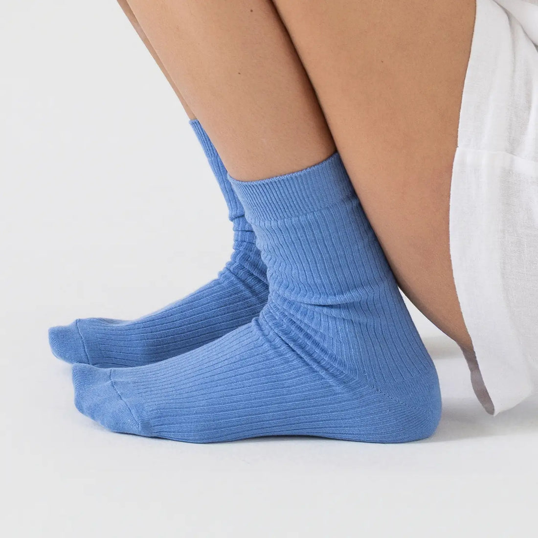 Chaussettes côtelées en coton peigné
