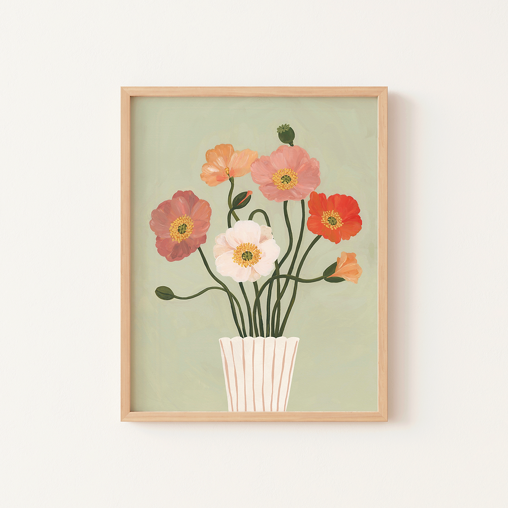 Affiche - Coquelicots pastel