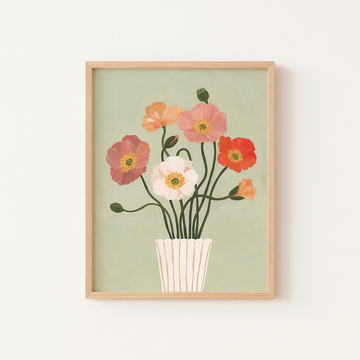 Affiche - Coquelicots pastel