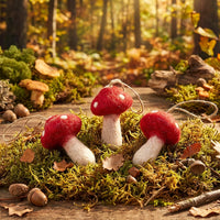 Trio d'ornements en feutre - Champignons