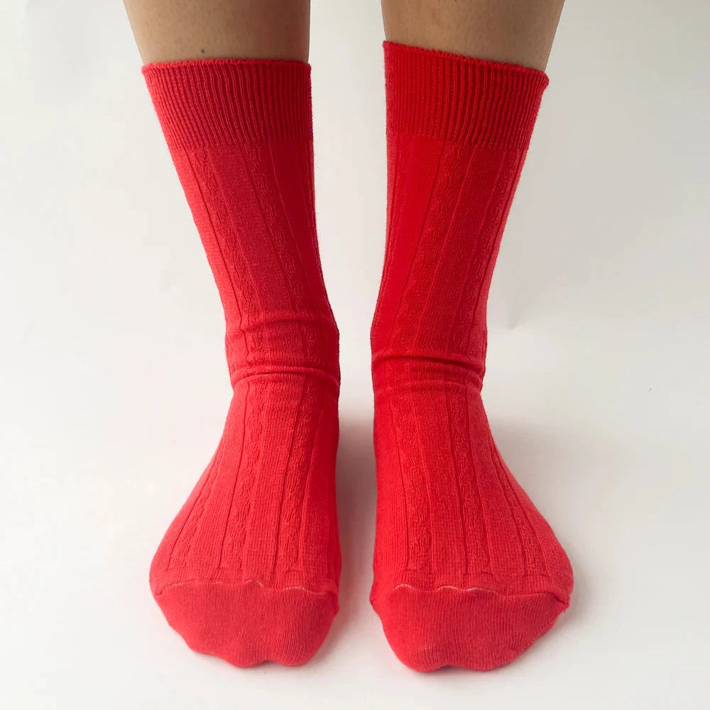 Chaussettes torsadées - Rouge