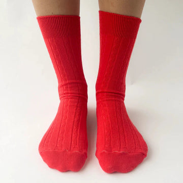 Chaussettes torsadées - Rouge