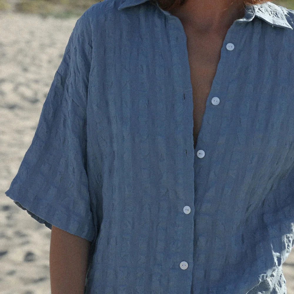 Chemise en lin Biarritz - Seafoam